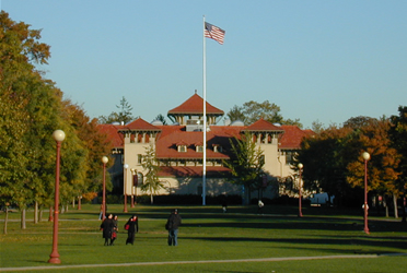 Photograph of the Quad and Jefferson Hall.